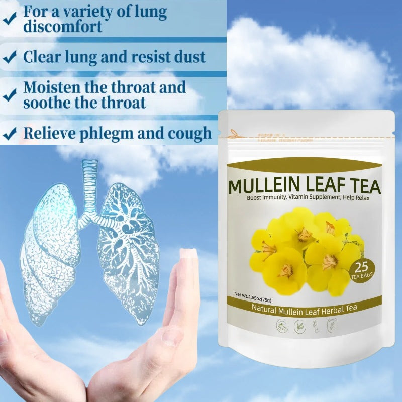 Mullein Leaf Tea for Lung Discomfort Soothe Throat Clear Mucus Respiratory Support