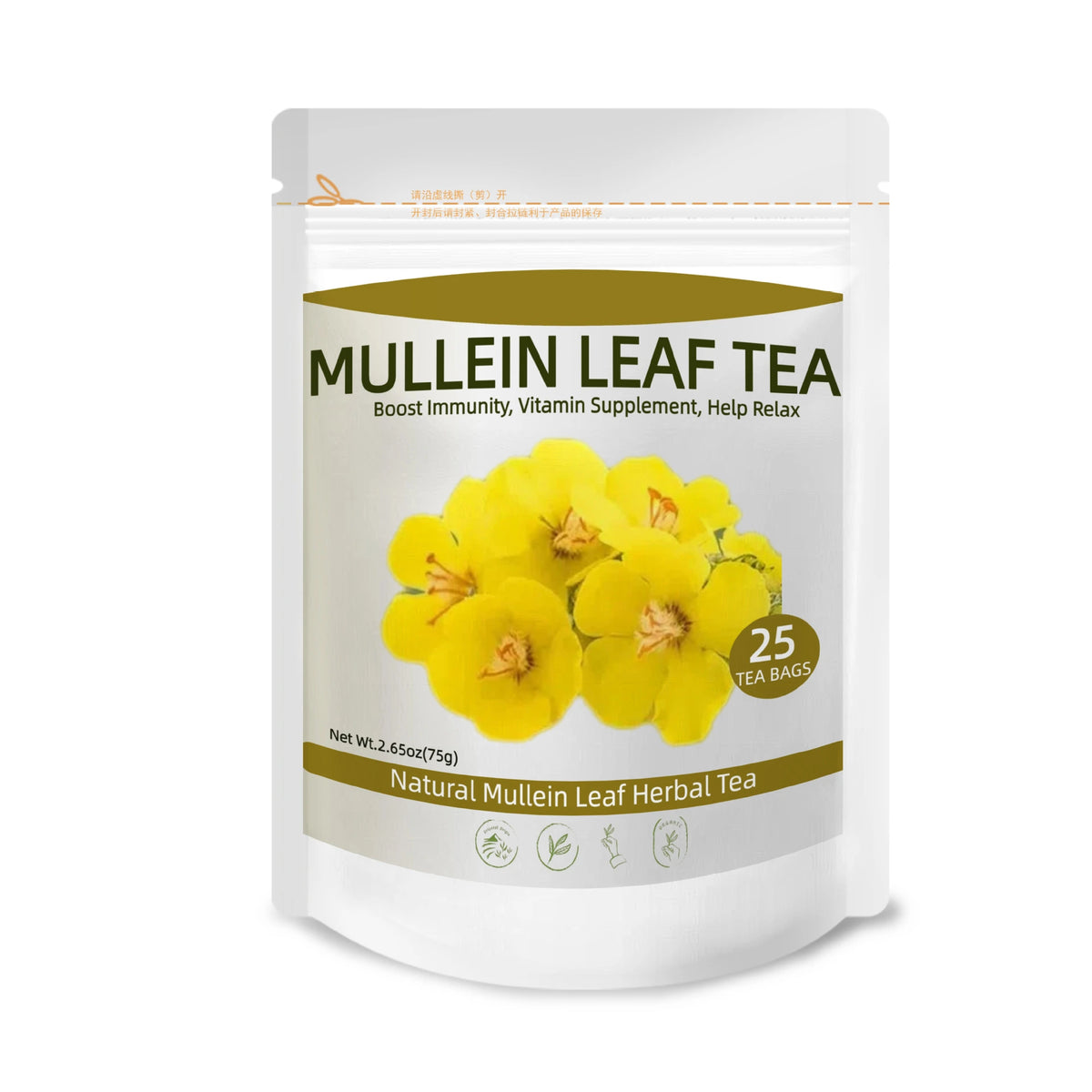 Organic Mullein Leaf Tea 25 Tea Bags Natural Herbal Lung Support Tea