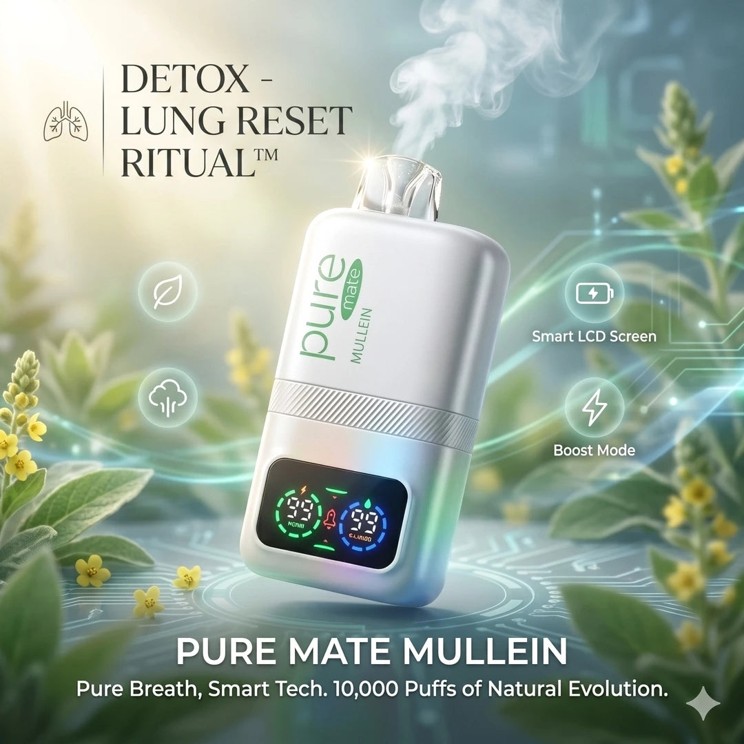 Pure Mate nicotine-free mullein vape pen with 10000 puff capacity