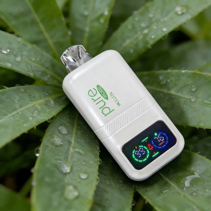 Pure Mate mullein vape pen with LCD display and 10000 puff capacity